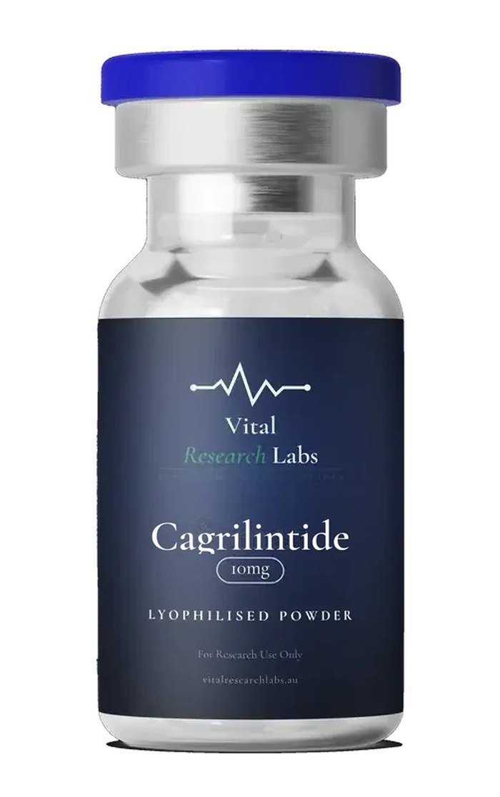 Cagrilintide 10mg research peptide vial, lyophilised powder, research-grade, Vital Research Labs Australia