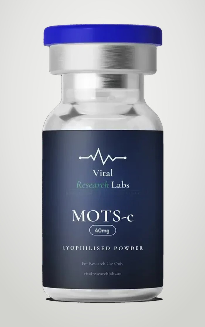 MOTS-c (40mg) research peptide vial, lyophilised powder, research-grade, Vital Research Labs Australia