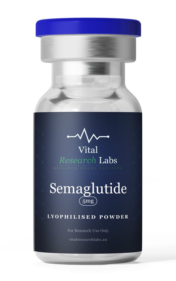 Semaglutide (5mg) research peptide vial, lyophilised powder, research-grade, Vital Research Labs Australia